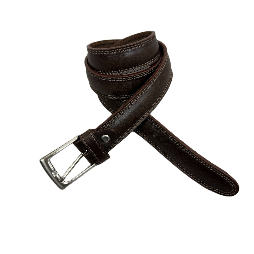 Vera Pelle Belt Mens 130cm Dark Brown Leather Made in Italy Classic